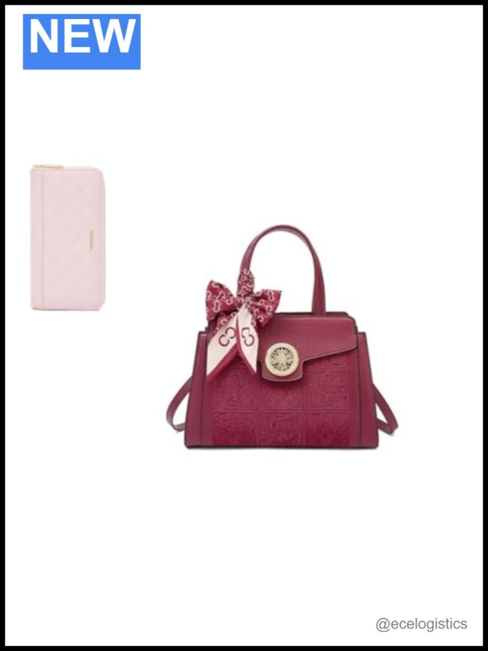 Genuine Leather Crossbody Purse with Wristlet - Women's Handbag Set